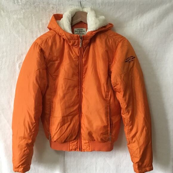 Ralph Lauren Polo Jeans Co Orange Down Puffer Jacket - Picture 1 of 13